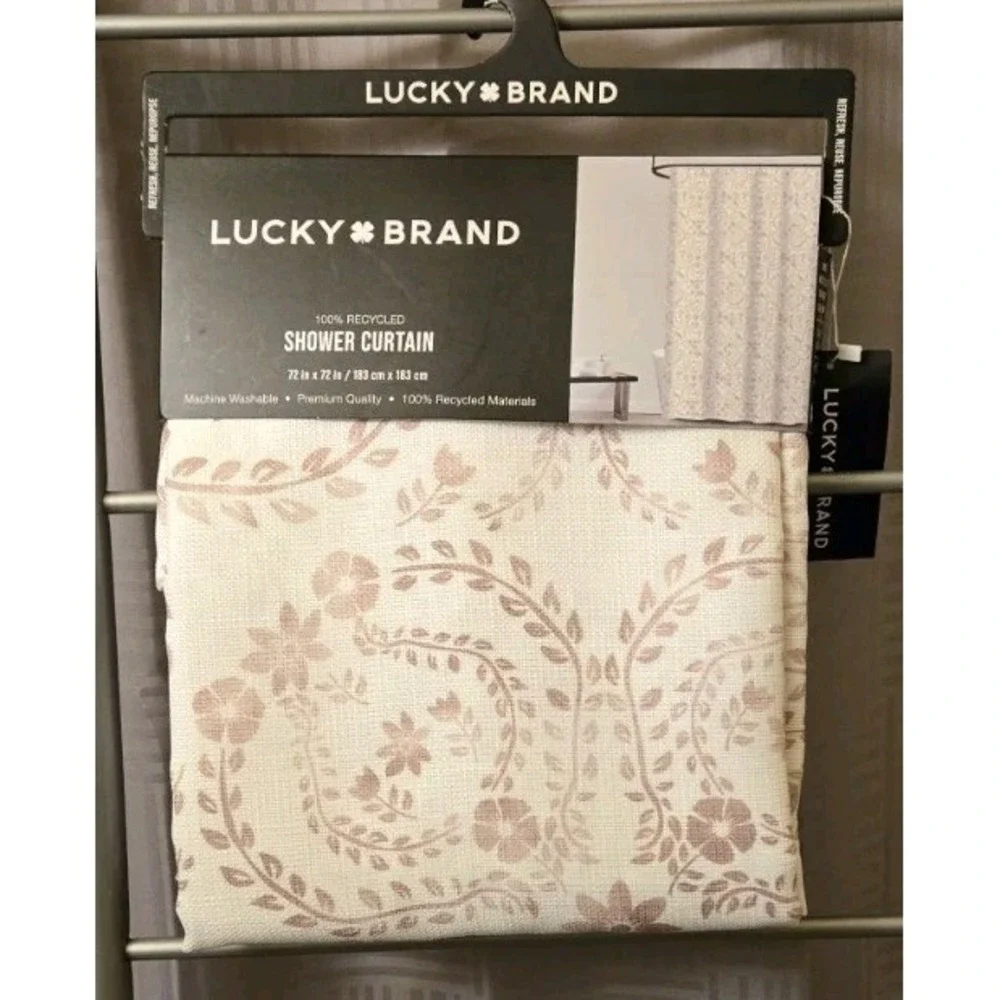 Lucky Brand Shower Curtain Watercolor Meadow Flowers Clover Medallion 72x72 NEW